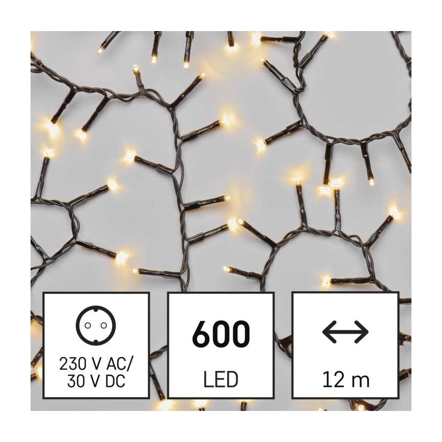 Guirlande de Noël LED 600xLED/17m IP44 blanc chaud