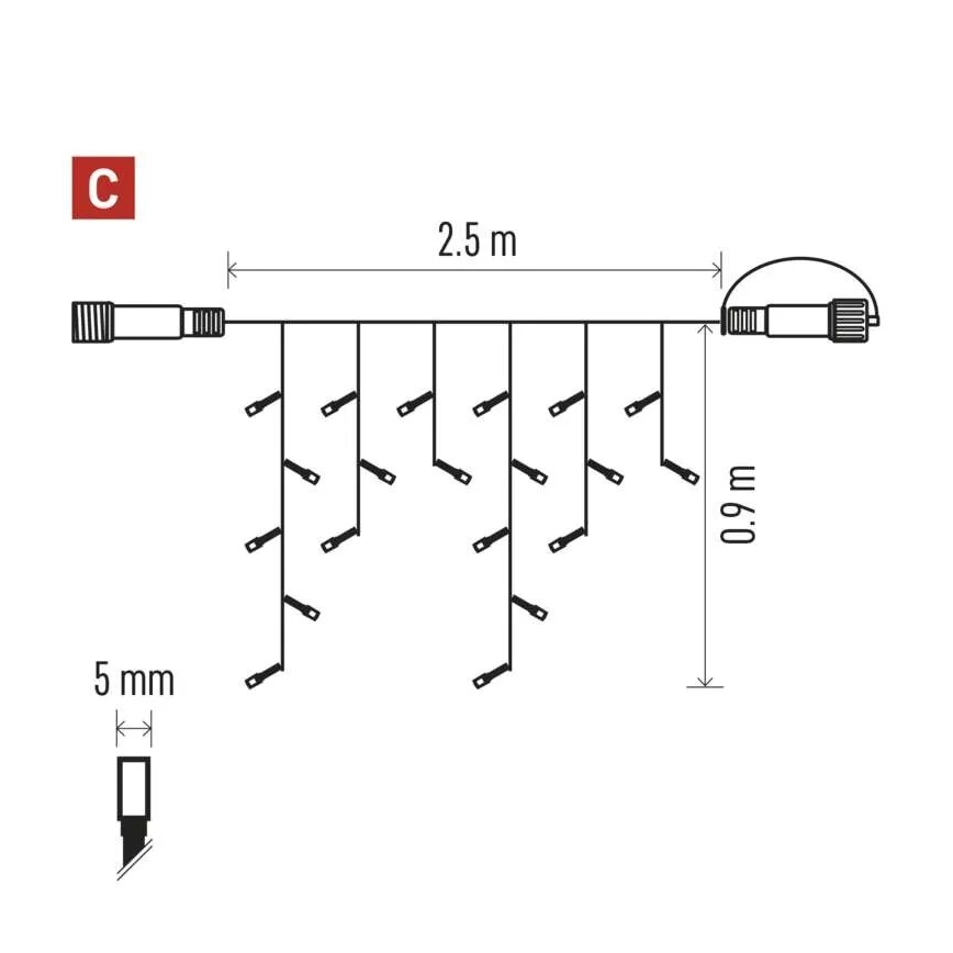 Guirlande de Noël LED d'extérieur 100xLED/2,5x0,9m IP44 blanc chaud