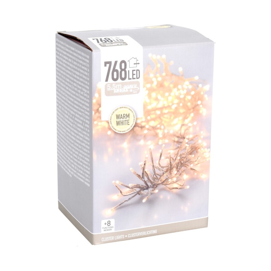 Guirlande de Noël LED d'extérieur 768xLED/230V/8 fonctions 8,5 m IP44 blanc chaud