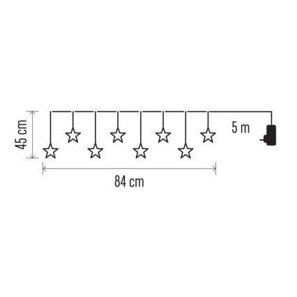 Guirlande de Noël LED d'extérieur 8xLED/5,84m IP44 étoiles