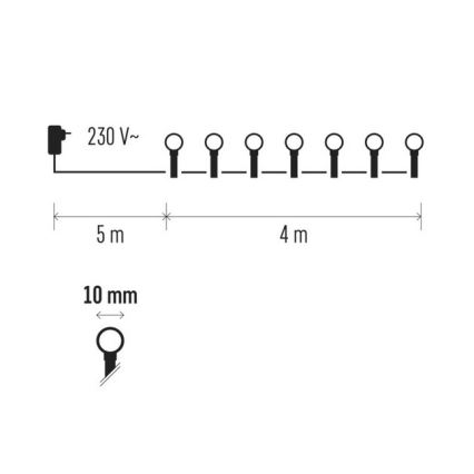 Guirlande de Noël LED d'extérieur CHERRY 40xLED 9m IP44 jaune/rose