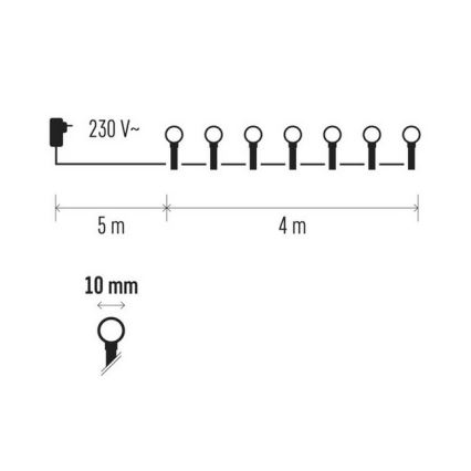 Guirlande de Noël LED d'extérieur TIMER 40xLED 9m IP44 bleue/rose