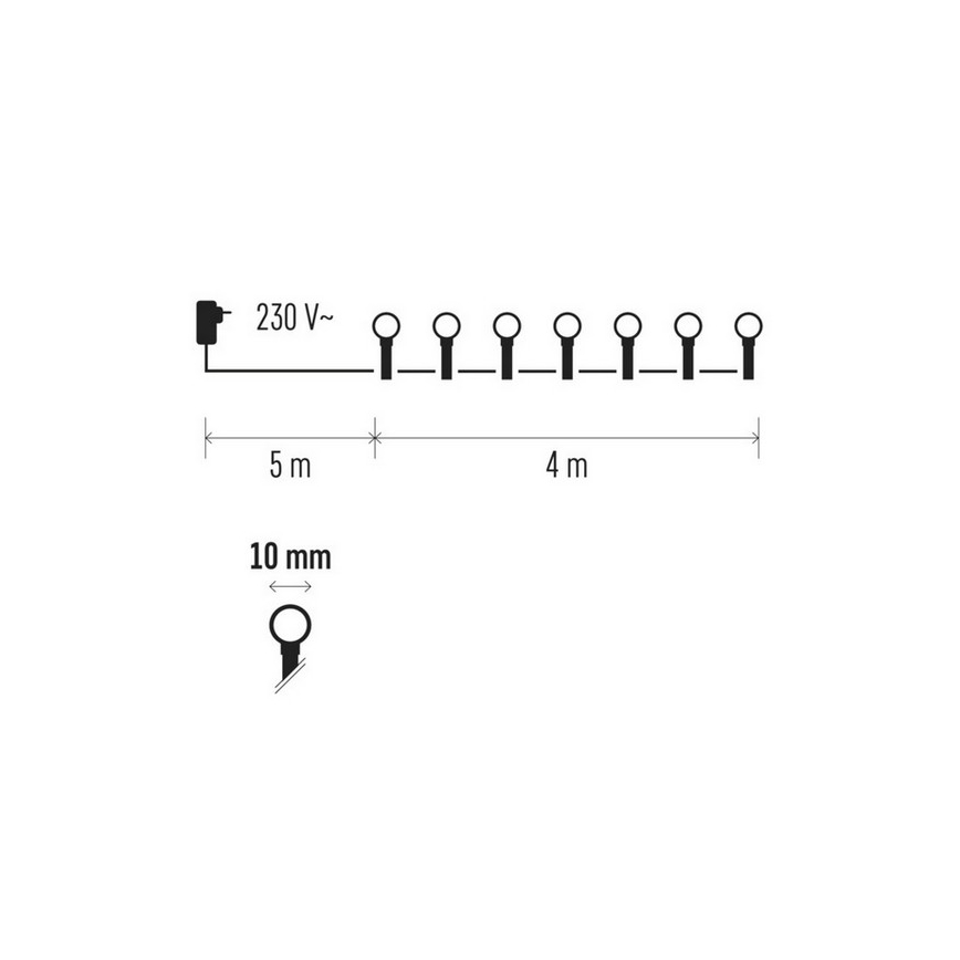 Guirlande de Noël LED d'extérieur TIMER 40xLED 9m IP44 bleue/rose
