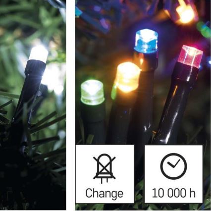 Guirlande de Noël LED extérieur 100xLED/8 modes 15m IP44 blanc froid/multicolore