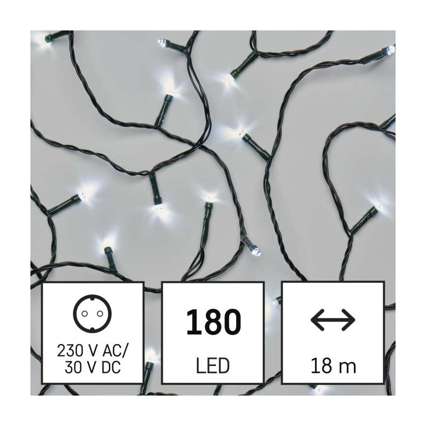 Guirlande de Noël LED extérieur 180xLED/8 modes 23m IP44 blanc froid