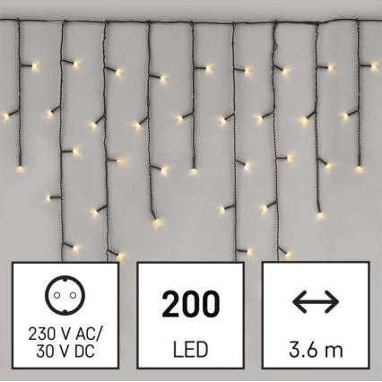 Guirlande de Noël LED extérieur 200xLED/8 modes 8,6m IP44 blanc chaud