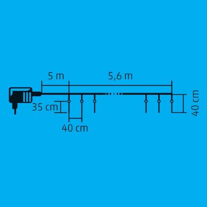 Guirlande de Noël LED extérieur 360xLED 10,6m IP44 blanc froid