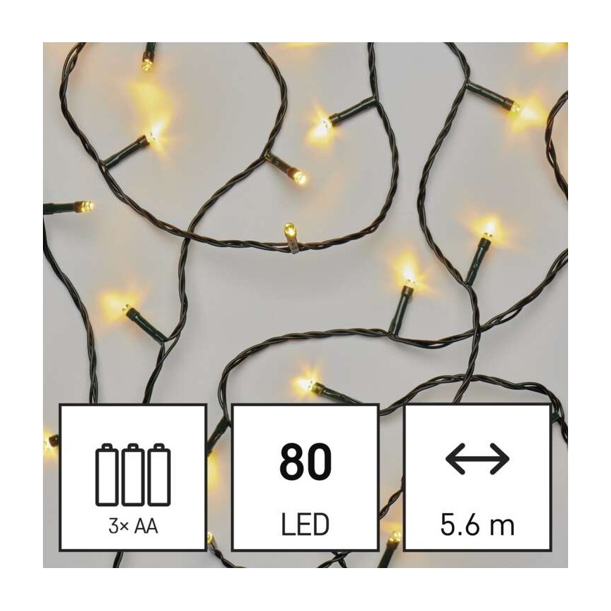 Guirlande de Noël LED extérieur 80xLED/6,1m IP44 blanc chaud