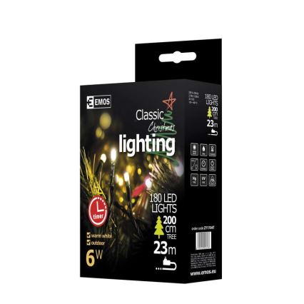 Guirlande de Noël LED extérieur CHAIN 180xLED 23m IP44 blanc chaud