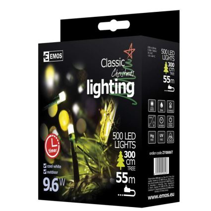 Guirlande de Noël LED extérieur CHAIN 500xLED 55m IP44 cool blanche