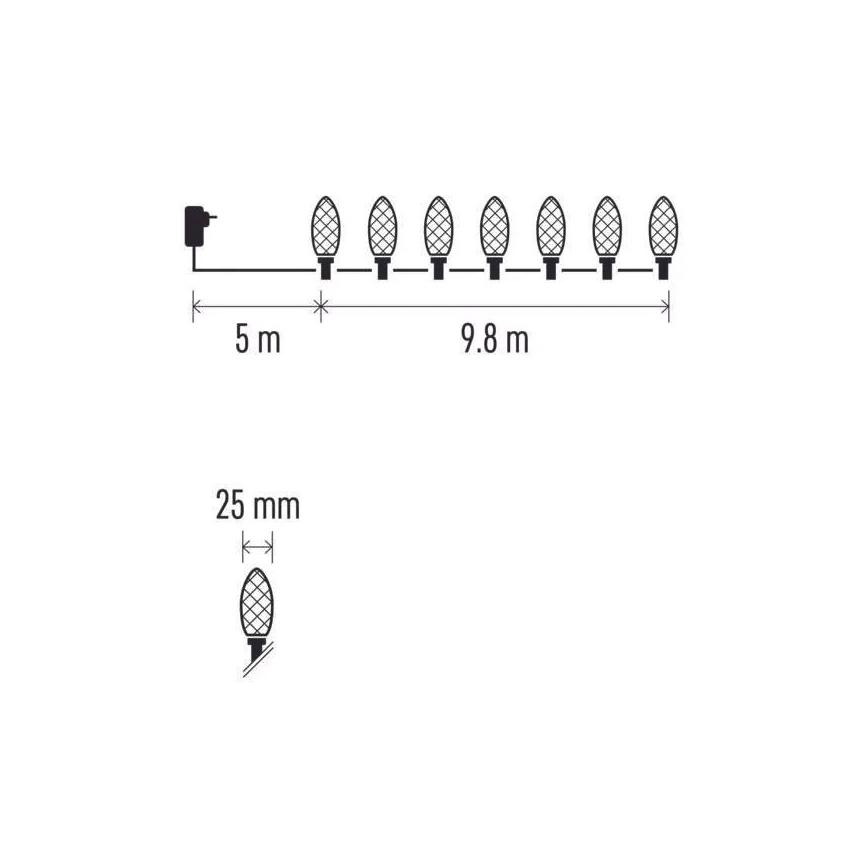 Guirlande de Noël LED extérieure 50 LED / 8 fonctions 14,8 m IP44 blanc froid
