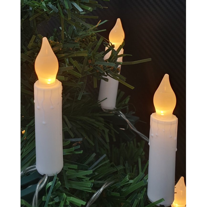 Guirlande décorative de Noël à LED, 10 LED / 2xAA, 1,65 m, blanc chaud, en forme de bougies