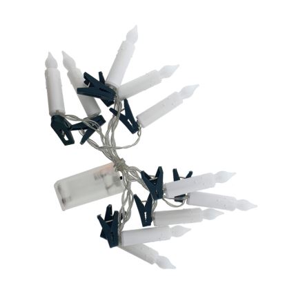Guirlande décorative de Noël à LED, 10 LED / 2xAA, 1,65 m, blanc chaud, en forme de bougies