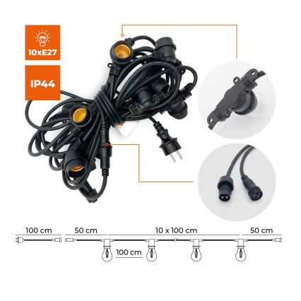 Guirlande décorative extérieure MIMOSA 10xE27/1,3W/230V IP44 10 m
