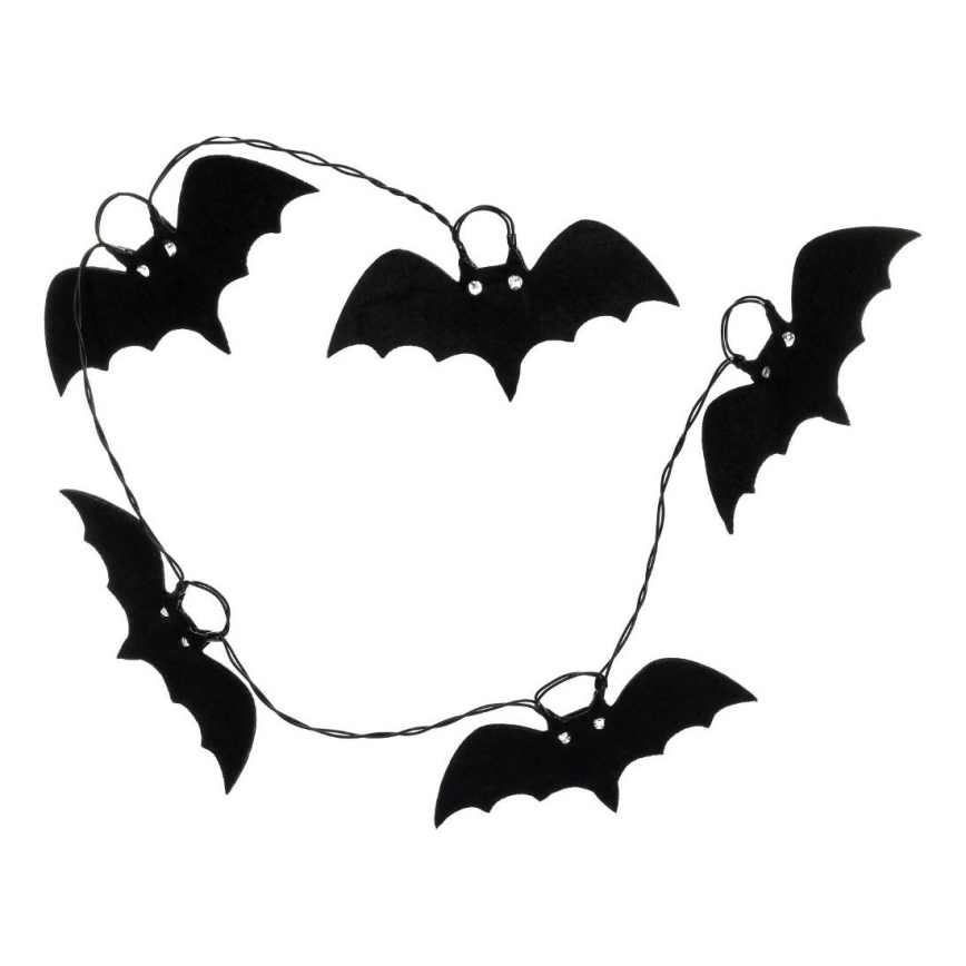 Guirlande décorative HALLOWEEN 10xLED/2xAA/blanc chaud 1,3m chauves-souris