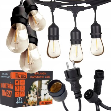 Guirlande décorative LED d'extérieur 10xE27/1W/230V 10,94 m IP44 noire
