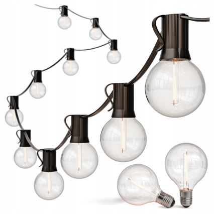 Guirlande décorative LED d'extérieur 25xE12/1W/230V 17,5 m IP65 noire