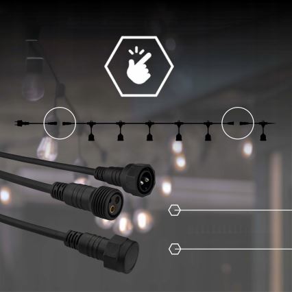 Guirlande décorative LED d'extérieur 30xE27/1W/230V 16,44 m IP44 noire