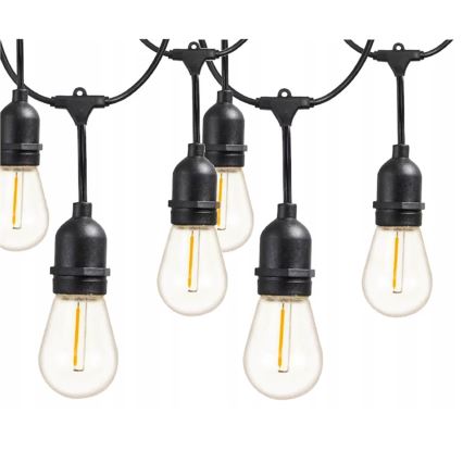 Guirlande décorative LED d'extérieur 30xE27/1W/230V 16,44 m IP44 noire