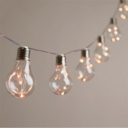 Guirlande décorative LED SMOLDER 2,1 m — 10 LED, fonctionne avec 2 piles AA