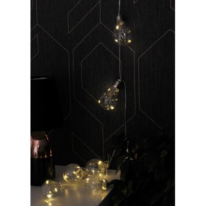 Guirlande décorative LED SMOLDER 2,1 m — 10 LED, fonctionne avec 2 piles AA