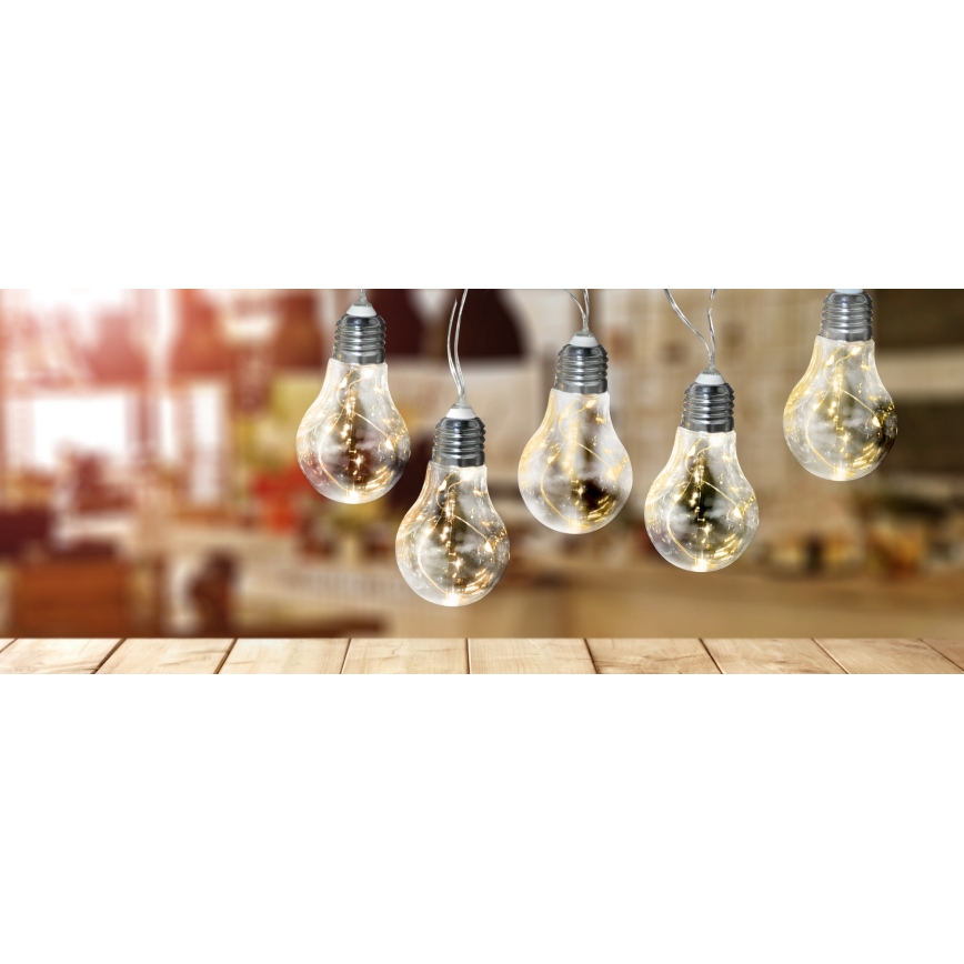 Guirlande décorative LED SMOLDER 2,1 m — 10 LED, fonctionne avec 2 piles AA