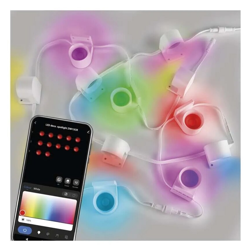 Guirlande décorative avec spot RGBIC+CCT GoSmart 12xLED/7W/230V 255 cm Wi-Fi Tuya