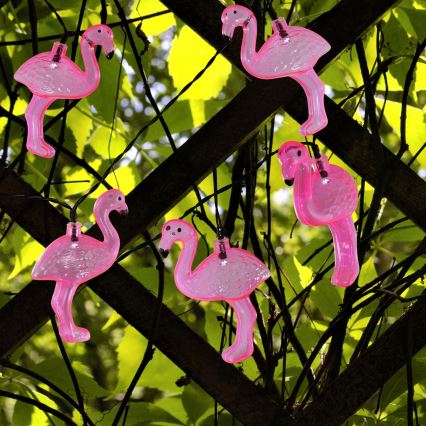 Guirlande décorative solaire 10xLED/1,2V 300 mAh 3,8 m IP44 flamant rose