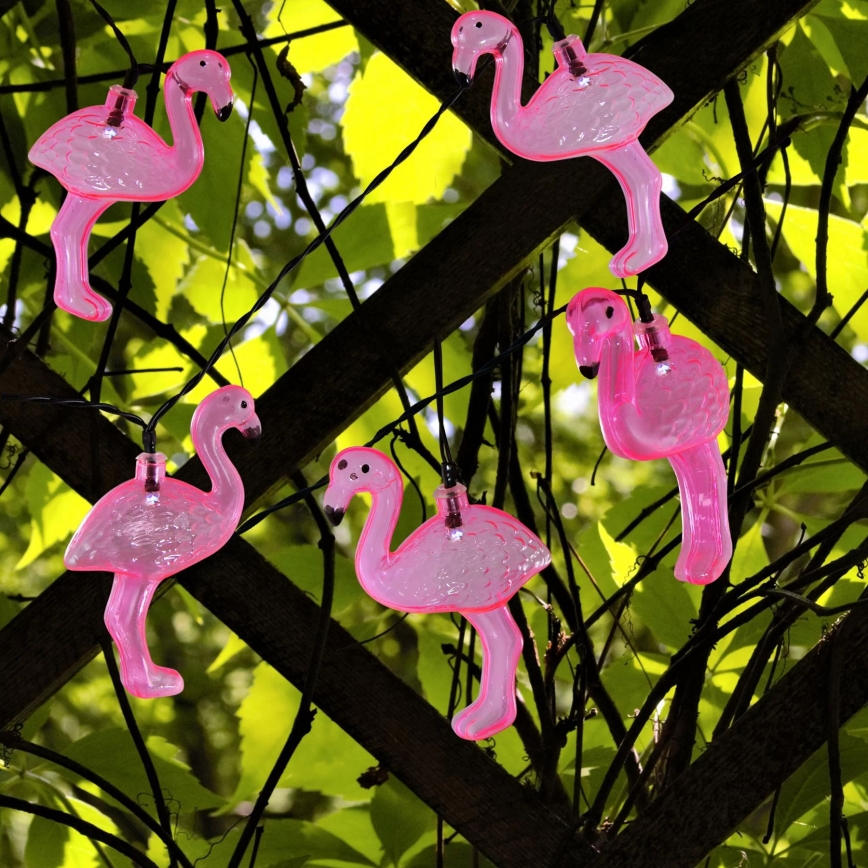 Guirlande décorative solaire 10xLED/1,2V 300 mAh 3,8 m IP44 flamant rose