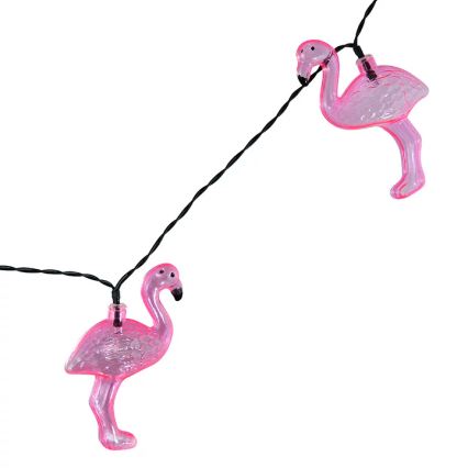 Guirlande décorative solaire 10xLED/1,2V 300 mAh 3,8 m IP44 flamant rose