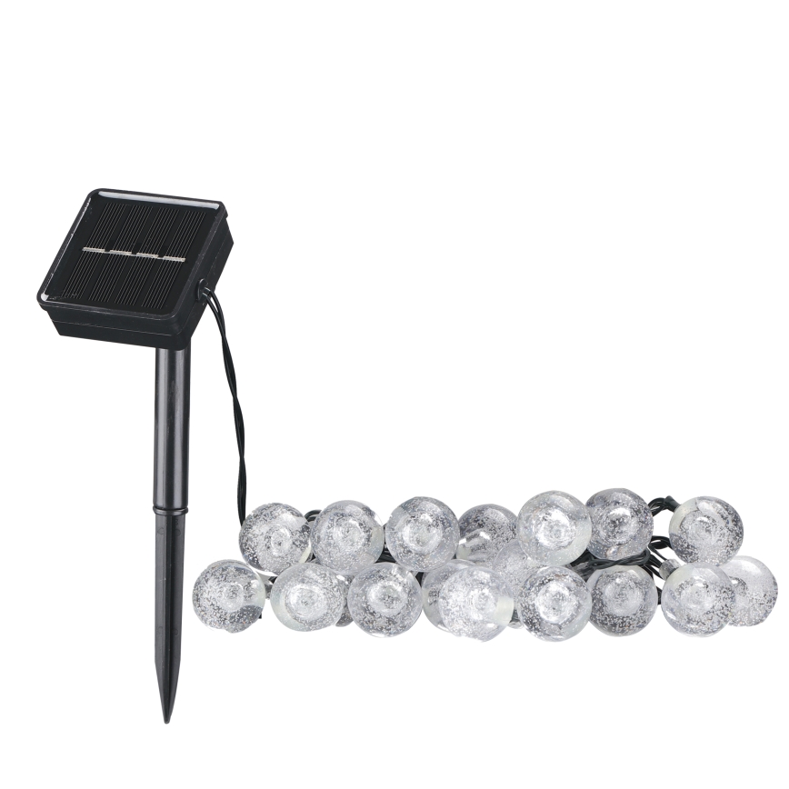 Guirlande décorative solaire BUBBLE GLASS 20xLED/8 fonctions 4,85 m 600 mAh IP44 blanc chaud