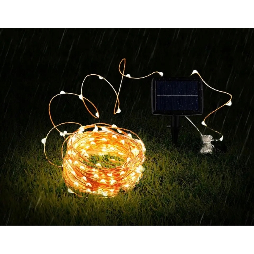 Guirlande décorative solaire LED 100xLED/1,2V 800 mAh 7 m IP44 noire