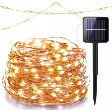 Guirlande décorative solaire LED 200xLED/1,2V 800 mAh 12 m IP44 noire