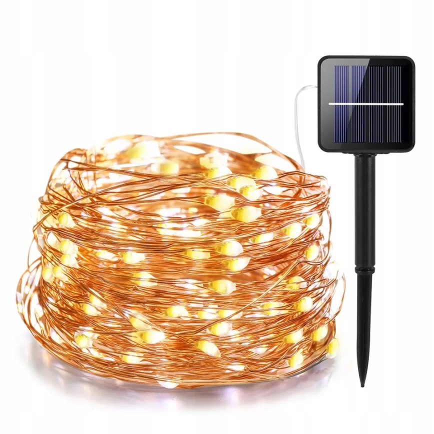 Guirlande décorative solaire LED 200xLED/1,2V 800 mAh 12 m IP44 noire