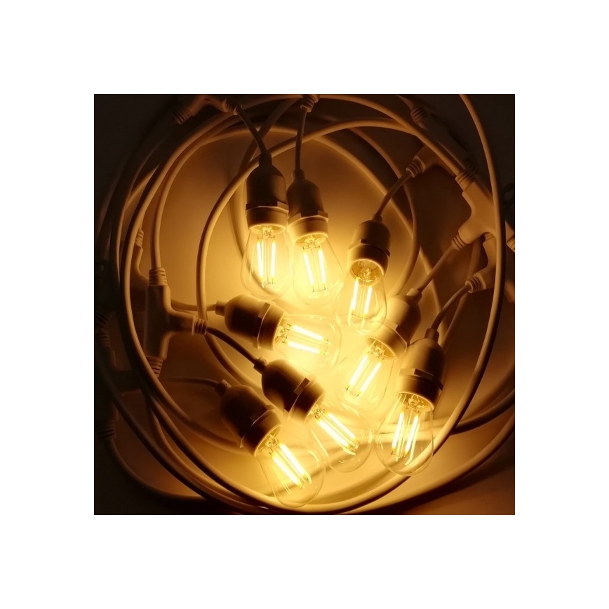 Guirlande extérieur 15xE27/10W/230V 15 m IP44 blanche