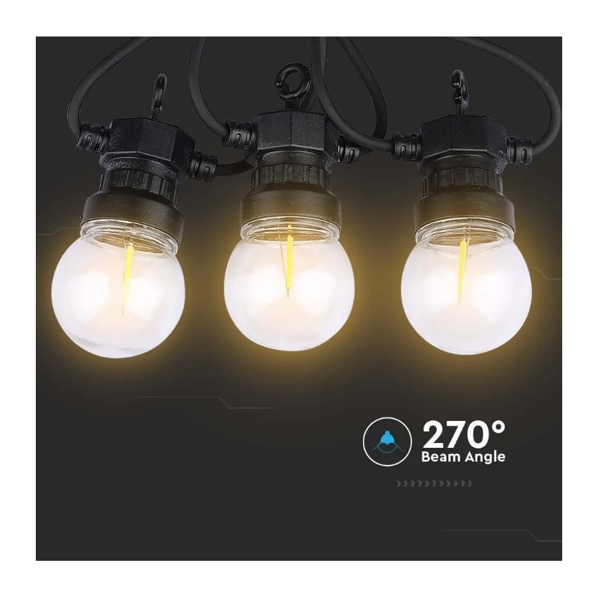 Guirlande extérieure STRING 5m 10xLED/0,4W/24/230V 3000K IP44
