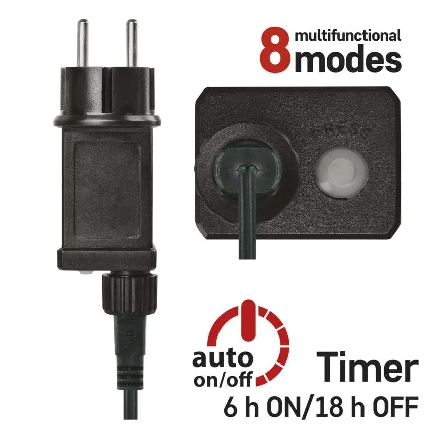 Guirlande LED 200 LED / 8 fonctions, 25 m, IP44, multicolore