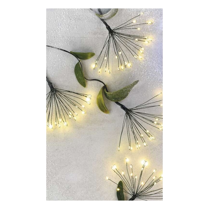 Guirlande LED 300 LEDs 5,2+3 m blanc chaud