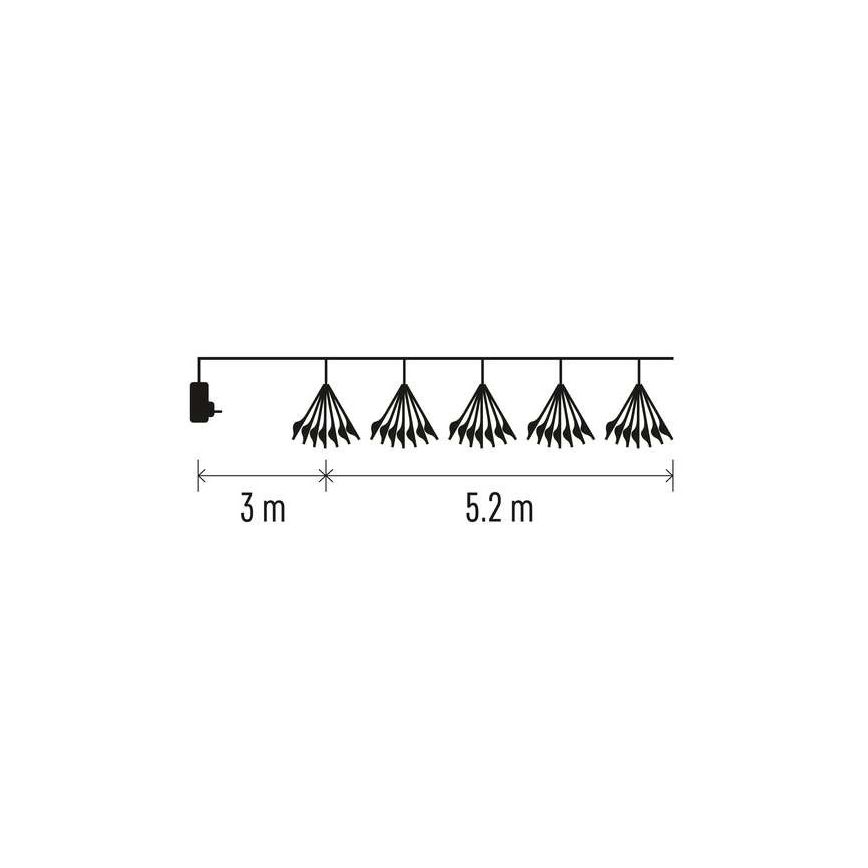 Guirlande LED 300 LEDs 5,2+3 m blanc chaud