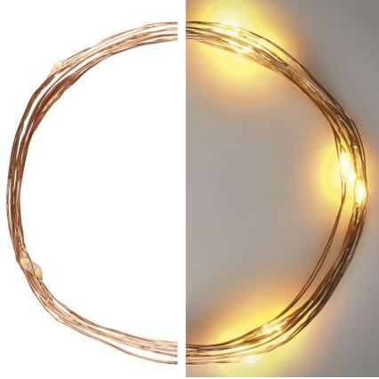 Guirlande LED de Noël 20 LED, 2,4 m, blanc chaud