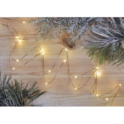Guirlande LED de Noël 20 LED, 2,4 m, blanc chaud