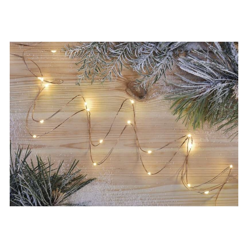 Guirlande LED de Noël 20 LED, 2,4 m, blanc chaud
