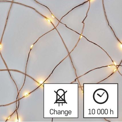 Guirlande LED de Noël 20 LED, 2,4 m, blanc chaud