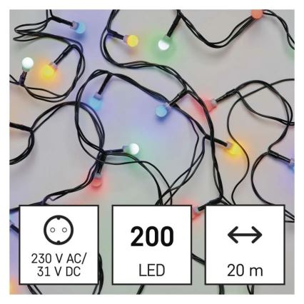 Guirlande LED de Noël 200xLED/8 fonctions 25m IP44 multicolore