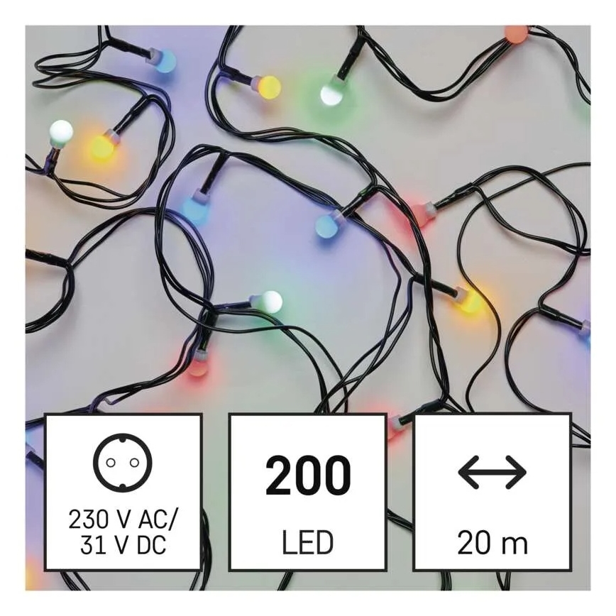 Guirlande LED de Noël 200xLED/8 fonctions 25m IP44 multicolore