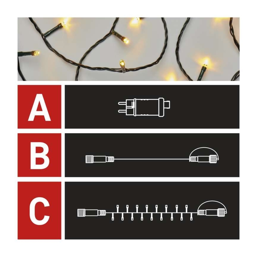 Guirlande LED de Noël d'extérieur 100xLED/15m IP44 blanc chaud