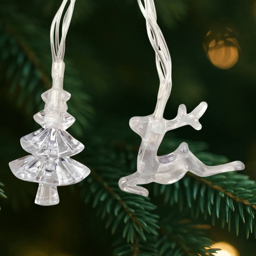 Guirlande LED de Noël d'extérieur 20 LED/2xAA 2,2 m IP44 multicolore sapins et rennes