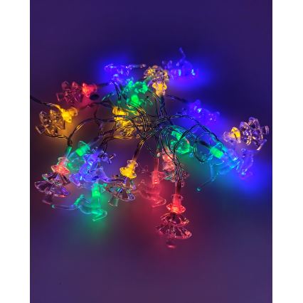 Guirlande LED de Noël d'extérieur 20xLED/2xAA 2,2 m IP44 multicolore sapins et rennes