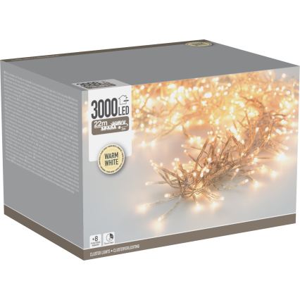 Guirlande LED de Noël d'extérieur 3000xLED/230V/8 fonctions 24,8 m IP44 blanc chaud