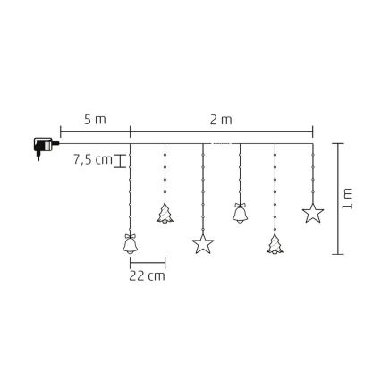 Guirlande LED de Noël extérieure 186xLED 7m IP44 blanc froid